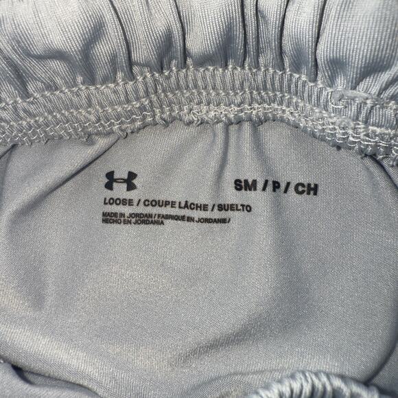 Under Armour Athletic Shorts Gray Black Loose Fit Mens Small Pockets Drawstring - Picture 4 of 7
